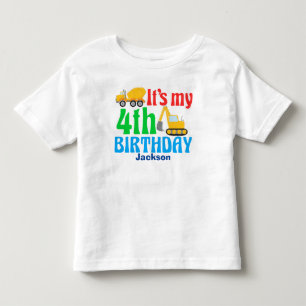 T-shirt Pour Les Tous Petits 4e anniversaire Enfants Construction Véhicule Part
