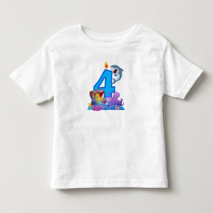 T-shirt Pour Les Tous Petits 4e anniversaire thème océan requin et coffre au tr