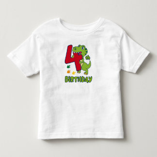 T-shirt Pour Les Tous Petits 4th birthday dinosaur 