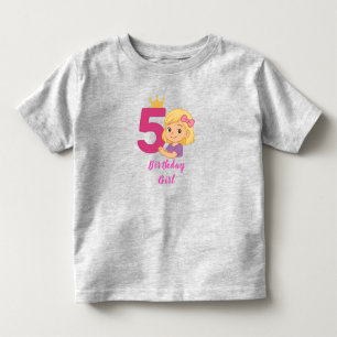 T-shirt Pour Les Tous Petits 5e anniversaire Couronne pour fille mignonne