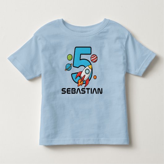 T-shirt Pour Les Tous Petits 5e anniversaire - Planètes spatiales (Devant)
