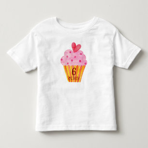T-shirt Pour Les Tous Petits 6e anniversaire - Cupcake baking filles aquarelle