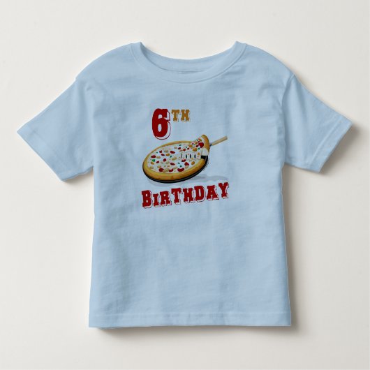 T-shirt Pour Les Tous Petits 6ème anniversaire Pizza Party (Devant)