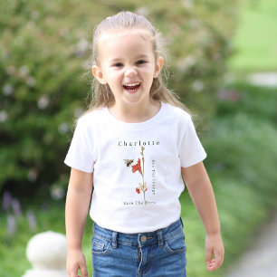 T-shirt Pour Les Tous Petits Abeille personnalisée Rouge Floral Botanique