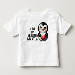T-shirt Pour Les Tous Petits Adorable Penguin déclare "J'aime ma Grauntie !"