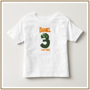 T-shirt Pour Les Tous Petits Adorable Vert & Orange I AM TROIS