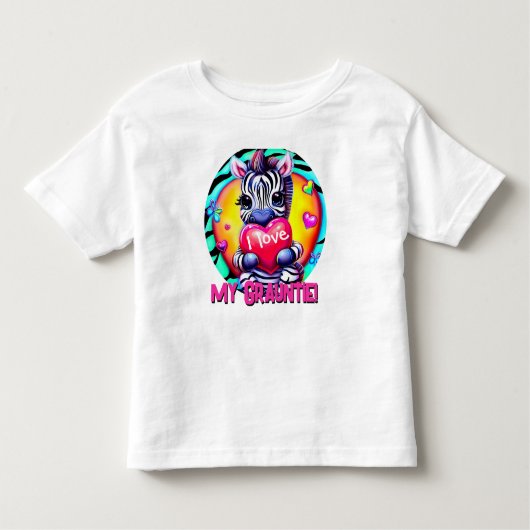 T-shirt Pour Les Tous Petits Adorable Zebra "I love my grauntie" (Devant)