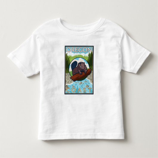 T-shirt Pour Les Tous Petits Affiche de castor et de voyage de (Devant)
