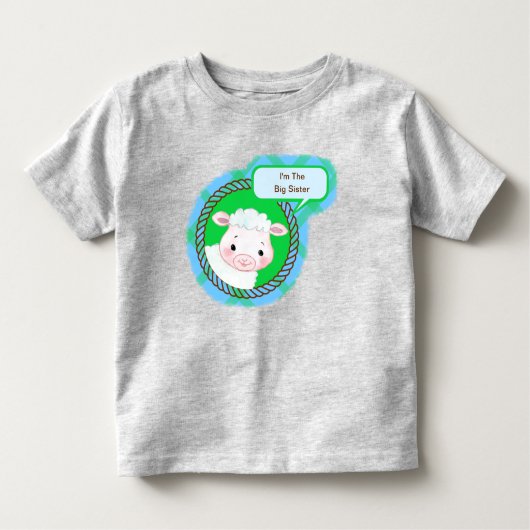 T-shirt Pour Les Tous Petits agneau d'élevage en vichy bleu vert avec citation (Devant)