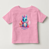 T-shirt Pour Les Tous Petits Ajouter le nom Texte, Bleu rose Bébé Dragon (Devant)