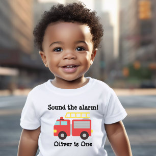 T-shirt Pour Les Tous Petits Alarme sonore personnalisée Camion de pompiers 1er