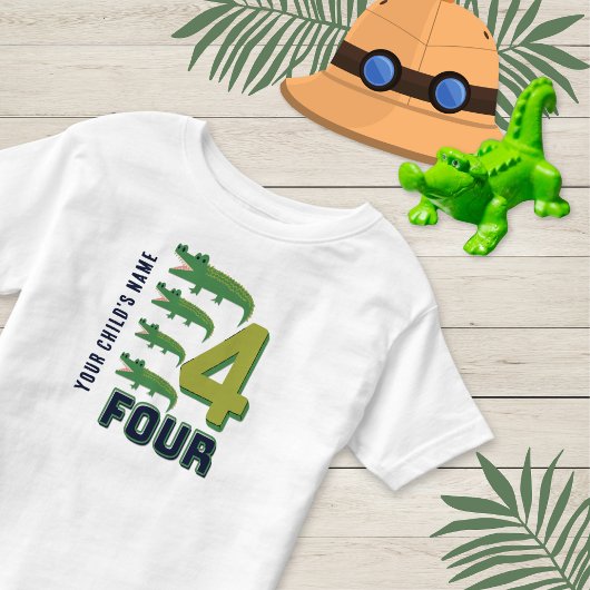 T-shirt Pour Les Tous Petits Alligator Numéro Quatre mignon Personnalisé