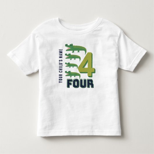 T-shirt Pour Les Tous Petits Alligator Numéro Quatre mignon Personnalisé (Devant)