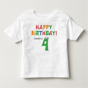 T-shirt Pour Les Tous Petits Alphabet coloré 4e anniversaire avec prénom