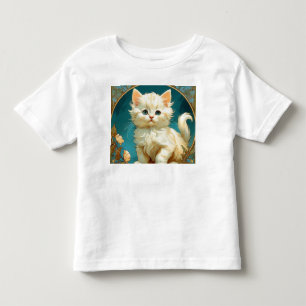 T-shirt Pour Les Tous Petits Alphonse Mucha Art Nouveau Chat Blanc