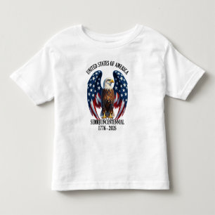 T-shirt Pour Les Tous Petits Amérique 250 Ans Aigle avec Drapeau Ailes 1776-202