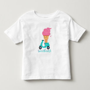 T-shirt Pour Les Tous Petits Amusante Trottinette Rose Glace Été Douce Chérie