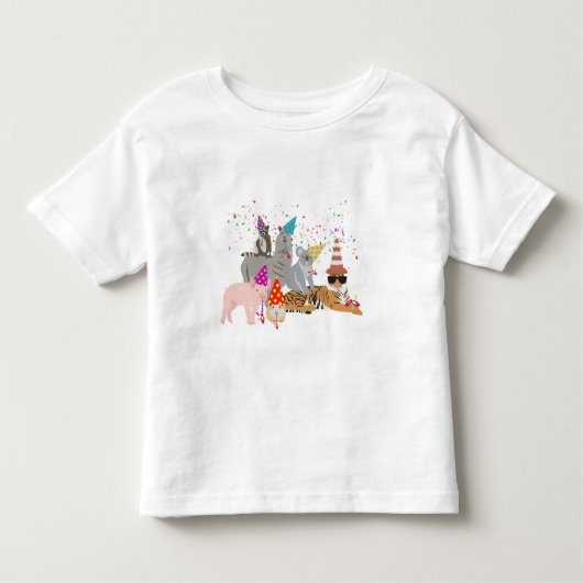 T-shirt Pour Les Tous Petits Animaux - Beaux animaux ayant une fête (Devant)