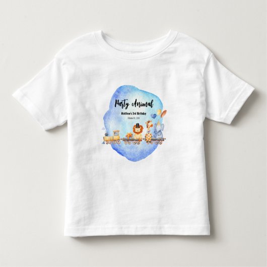 T-shirt Pour Les Tous Petits Animaux de fête dans le train Fête d'anniversaire  (Devant)