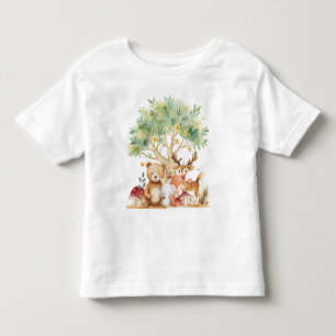 T-shirt Pour Les Tous Petits Animaux de la forêt de bois fantaisiste