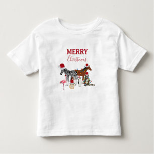 T-shirt Pour Les Tous Petits Animaux de Noël mignons et amusants Chapeaux de No