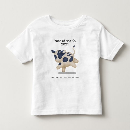 T-shirt Pour Les Tous Petits Année de l'Ox Cute Zodiac Animal 2021 Keepsaké (Devant)