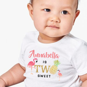 T-shirt Pour Les Tous Petits Anniversaire 2 ans Filles Luau de plage d'été trop