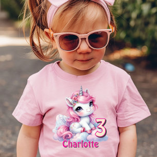 T-shirt Pour Les Tous Petits Anniversaire âge rose licorne rêveuse