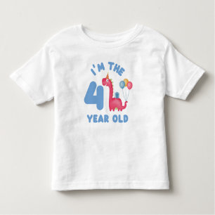 T-shirt Pour Les Tous Petits Anniversaire Cute Dinosaur - I'm The 4 Year old