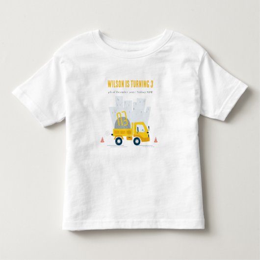 T-shirt Pour Les Tous Petits Anniversaire de enfant du véhicule de construction (Devant)