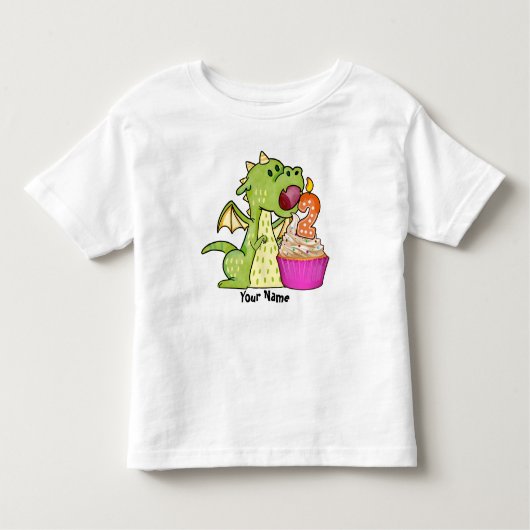 T-shirt Pour Les Tous Petits Anniversaire de petit gâteau de dragon 2ème (Devant)
