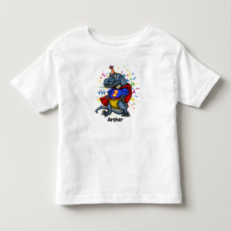 T-shirt Pour Les Tous Petits Anniversaire de super héros de T-Rex 2ème