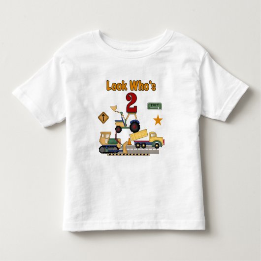 T-shirt Pour Les Tous Petits Anniversaire de véhicules de construction 2ème (Devant)