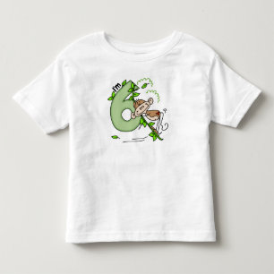 T-shirt Pour Les Tous Petits Anniversaire d'oscillation de singe de bâton 6èm