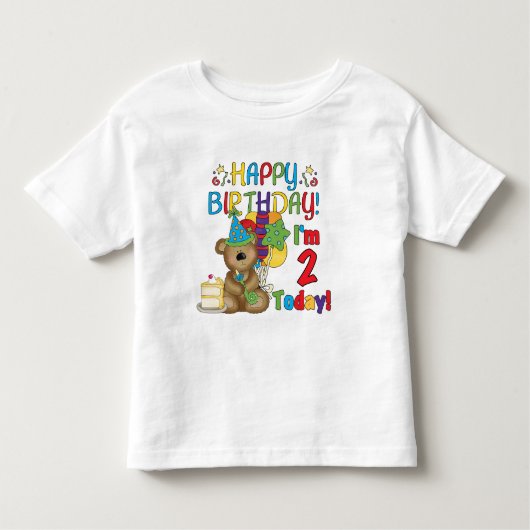 T-shirt Pour Les Tous Petits Anniversaire d'ours de nounours de joyeux (Devant)