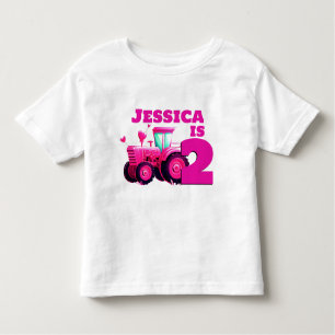 T-shirt Pour Les Tous Petits Anniversaire du tracteur rose