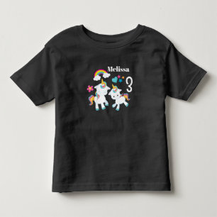 T-shirt Pour Les Tous Petits Anniversaire Magique Arc-en-Ciel Licornes Danseuse