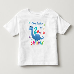 T-shirt Pour Les Tous Petits Anniversaire personnalisé dinosaure bleu 2 ans