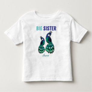 T-shirt Pour Les Tous Petits Apprentissage Candy Big Sister Peacock personnalis