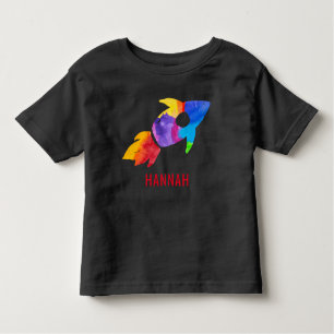 T-shirt Pour Les Tous Petits Aquarelle arc-en-ciel Rocket Espace extra-atmosphé