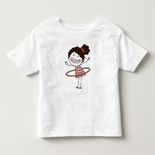 T-shirt Pour Les Tous Petits Aquarelle mignonne bâton fille grand sourire belle (Devant)