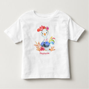 T-shirt Pour Les Tous Petits Aquarelle rose petit coq