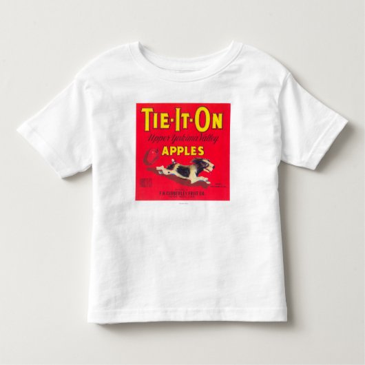 T-shirt Pour Les Tous Petits Attachez-le sur l'étiquette d'Apple (rouge) - (Devant)