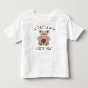 T-shirt Pour Les Tous Petits Aujourd'Hui Est Mon Anniversaire Brown Teddy Ours
