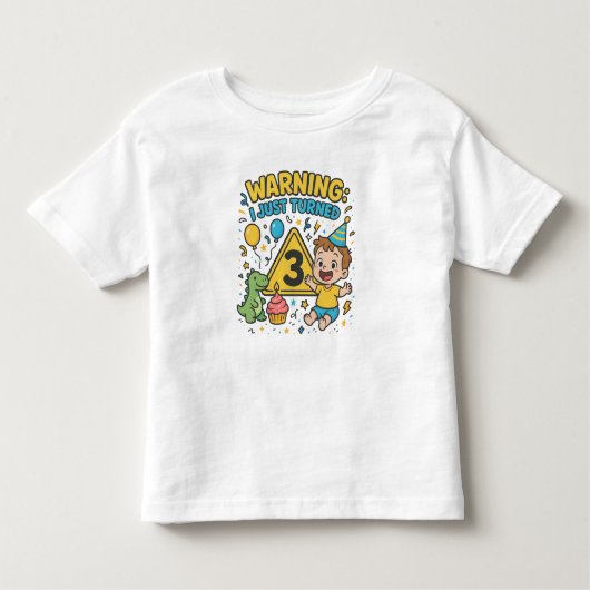 T-shirt Pour Les Tous Petits AVERTISSEMENT J'ai eu trois ans - Troisième annive (Devant)