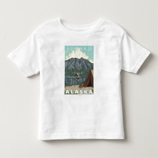 T-shirt Pour Les Tous Petits Avion de Bush et pêche - Seward, Alaska (Devant)