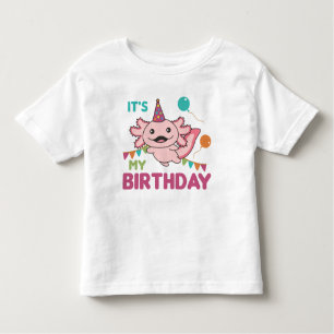 T-shirt Pour Les Tous Petits Axolotl veut que c'est mon anniversaire mignon Axo
