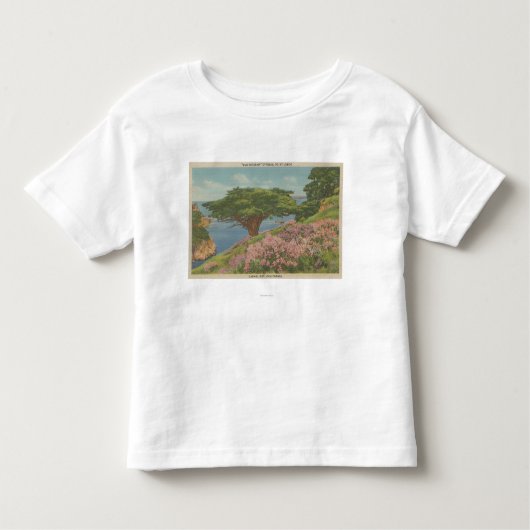 T-shirt Pour Les Tous Petits Baie de Carmel, CA - vue d'arbre de "vieux (Devant)