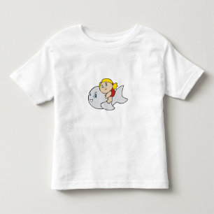 T-shirt Pour Les Tous Petits Baignade avec dauphin