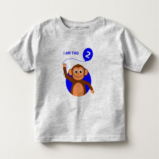 T-shirt Pour Les Tous Petits Ballon bleu singe d'anniversaire (Devant)